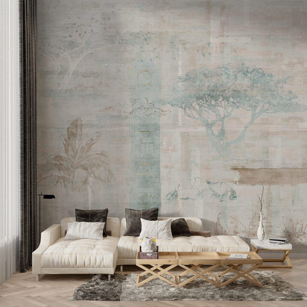 Wallpaper with trees and birds Wallpaper with trees and birds