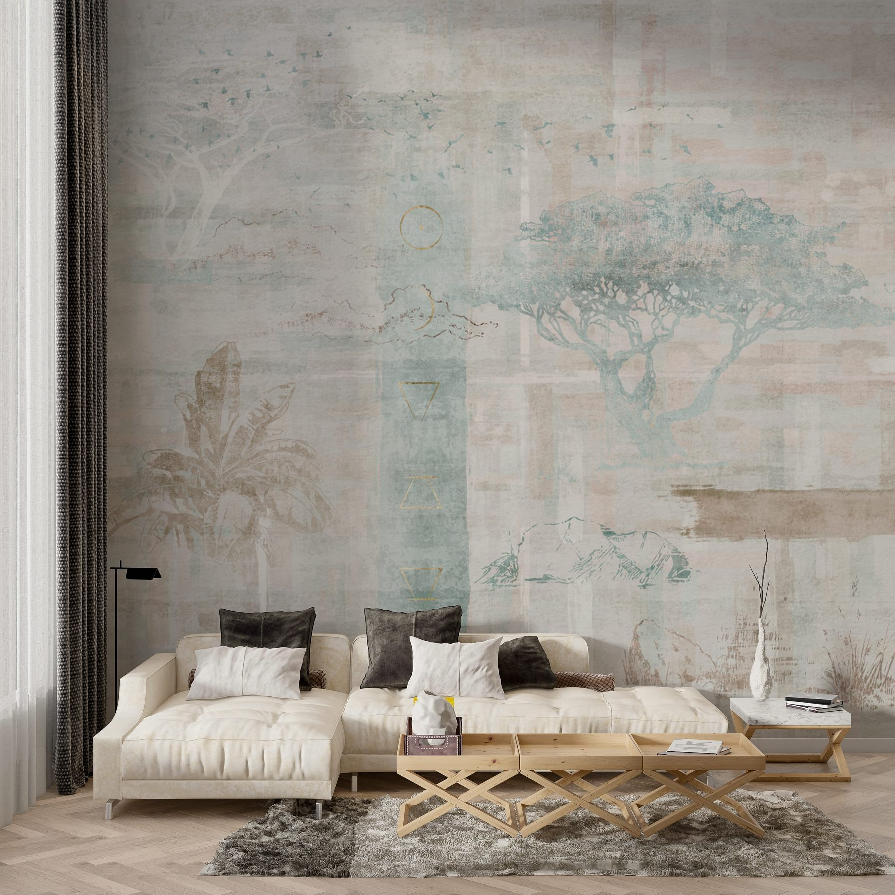 Wallpaper with trees and birds Wallpaper with trees and birds