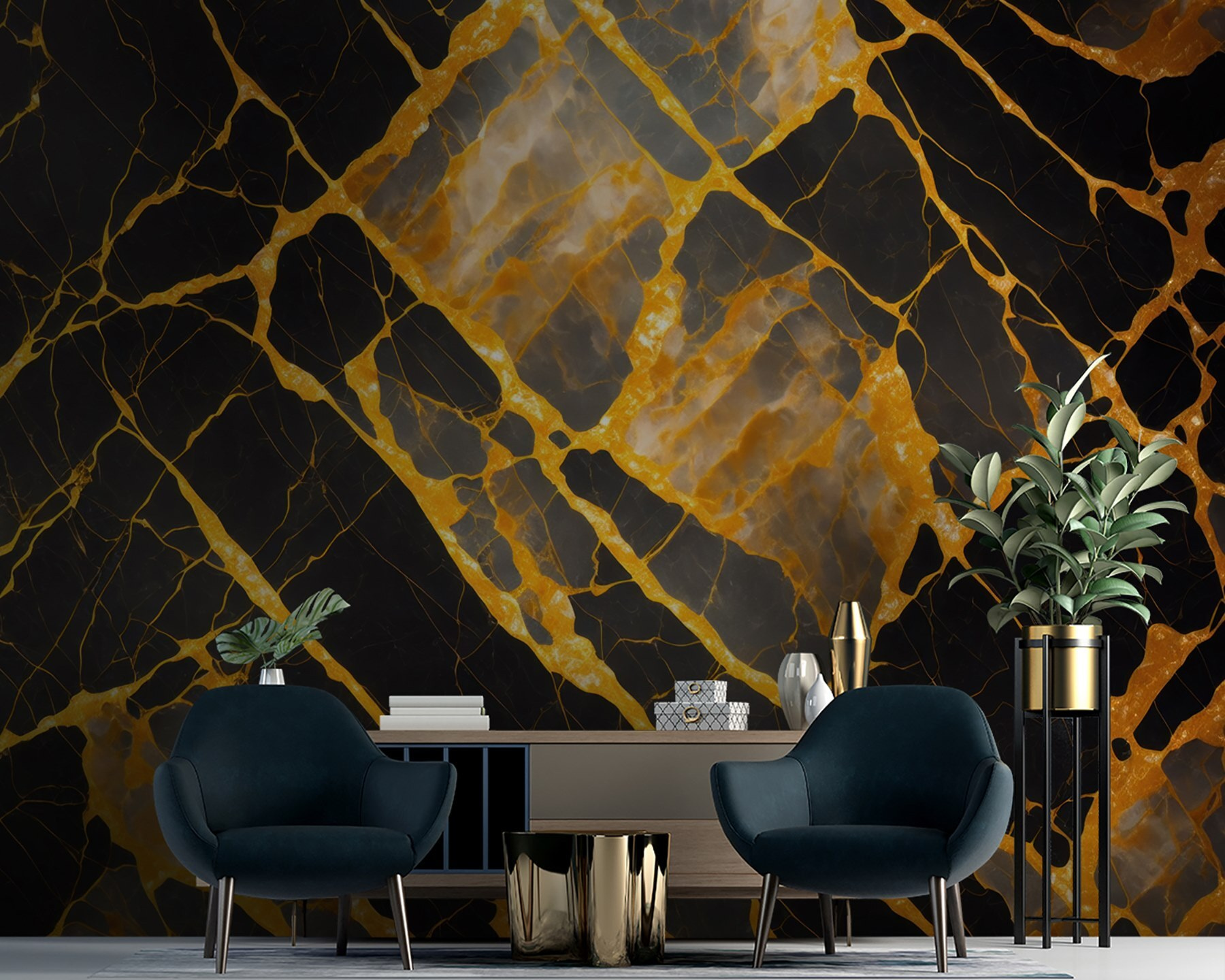 Elegant black and amber marble pattern