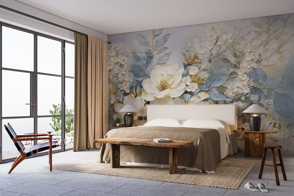 Painting of flowers and leaves