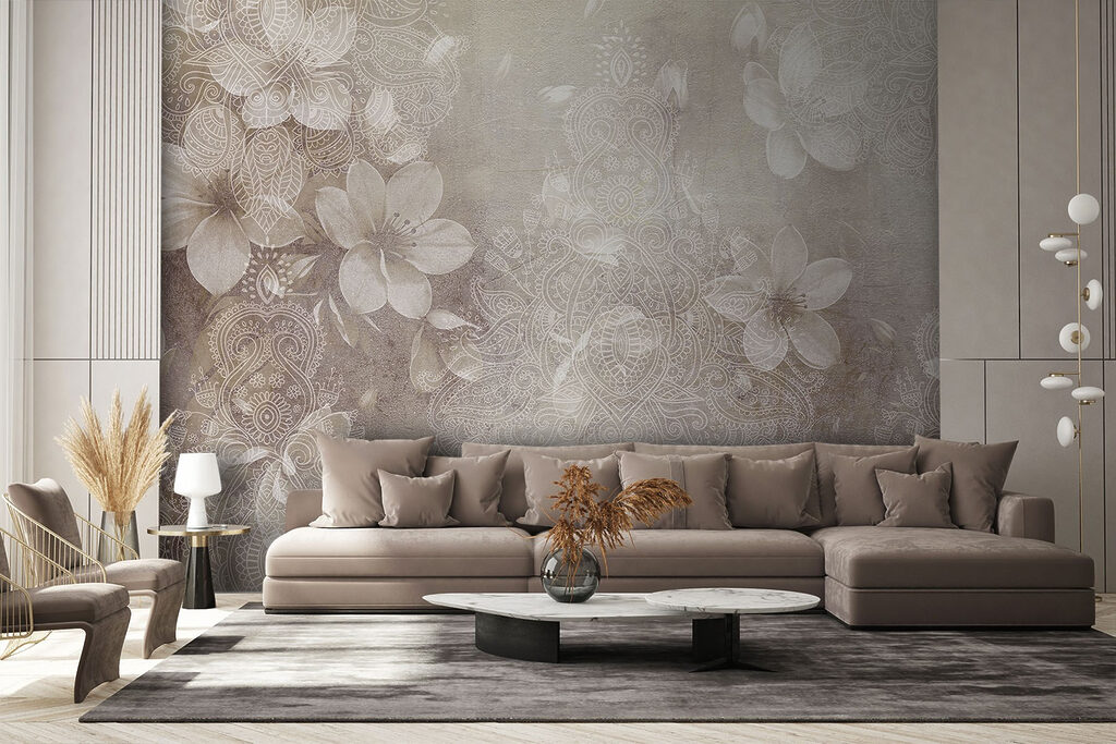 White flowers on a grey background