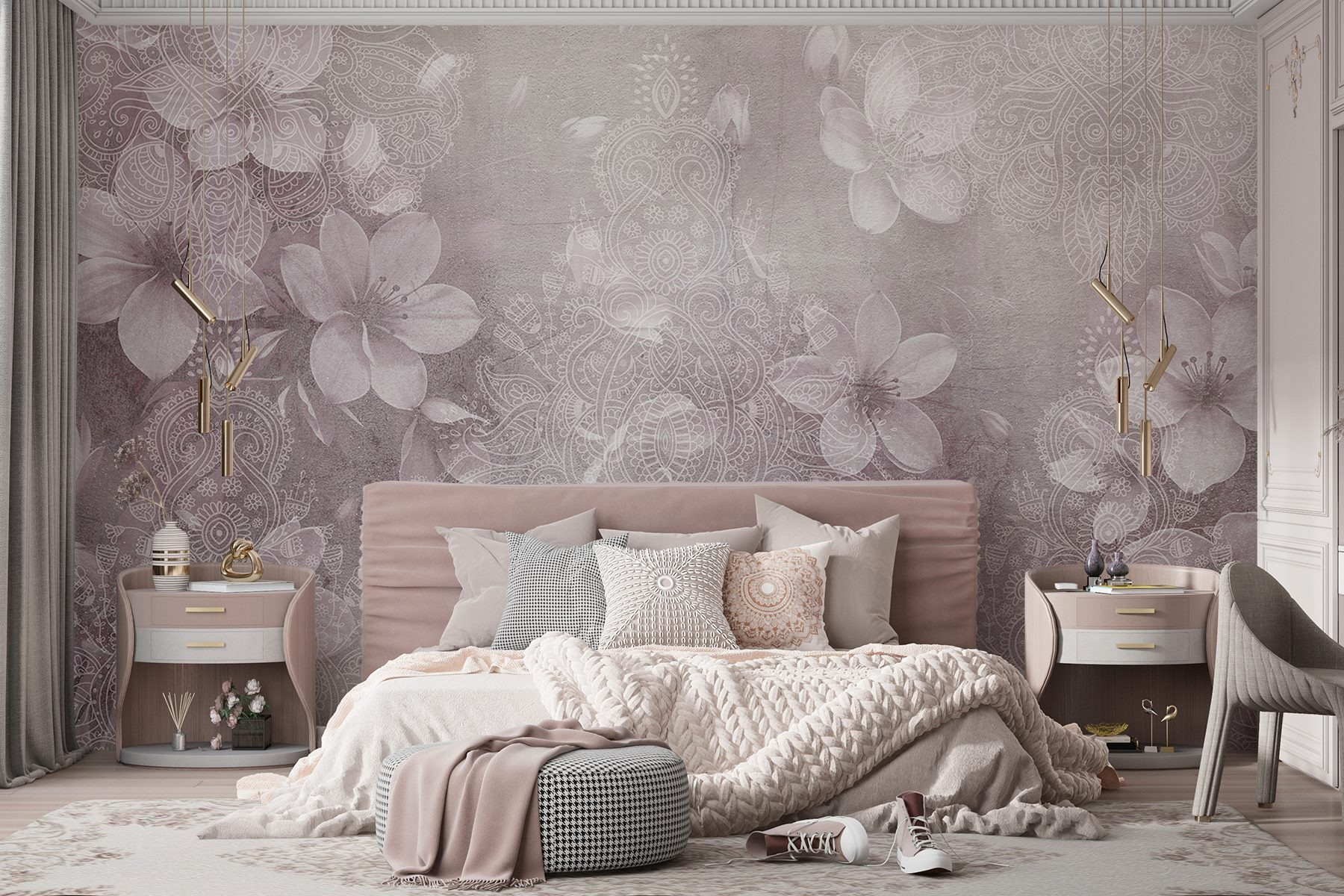 Delicate floral patterns in soft hues