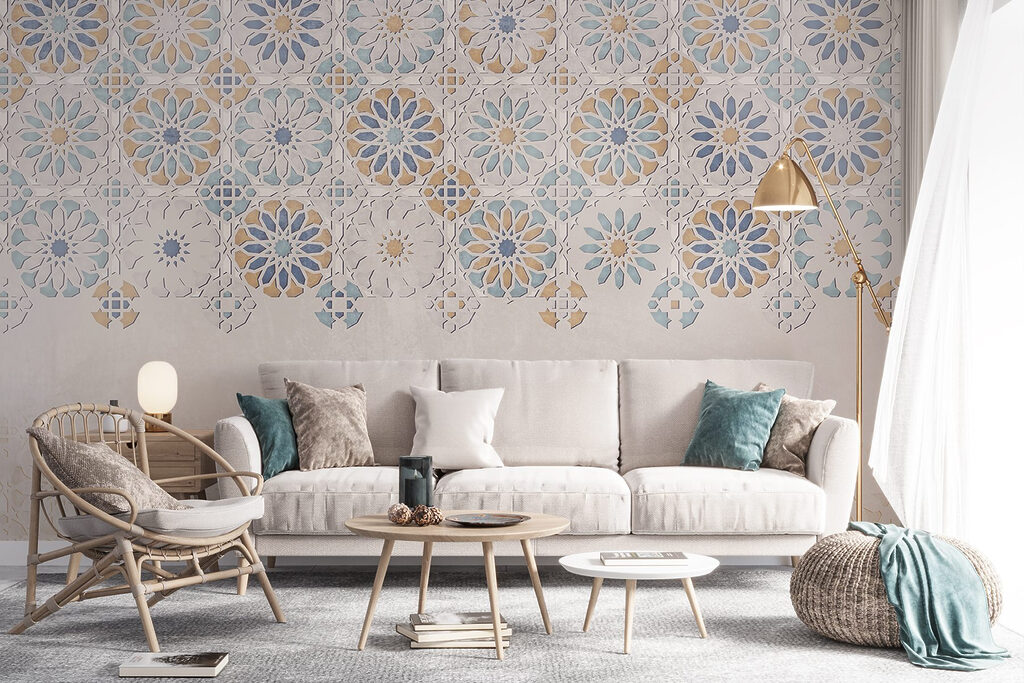 Wall with a pattern of flowers