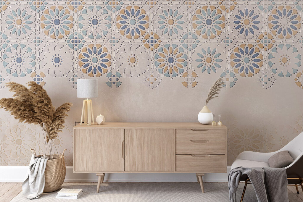 Wall with a pattern of flowers