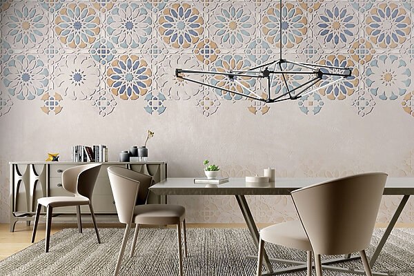 Wall with a pattern of flowers