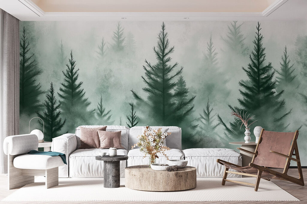 Group of trees in the fog