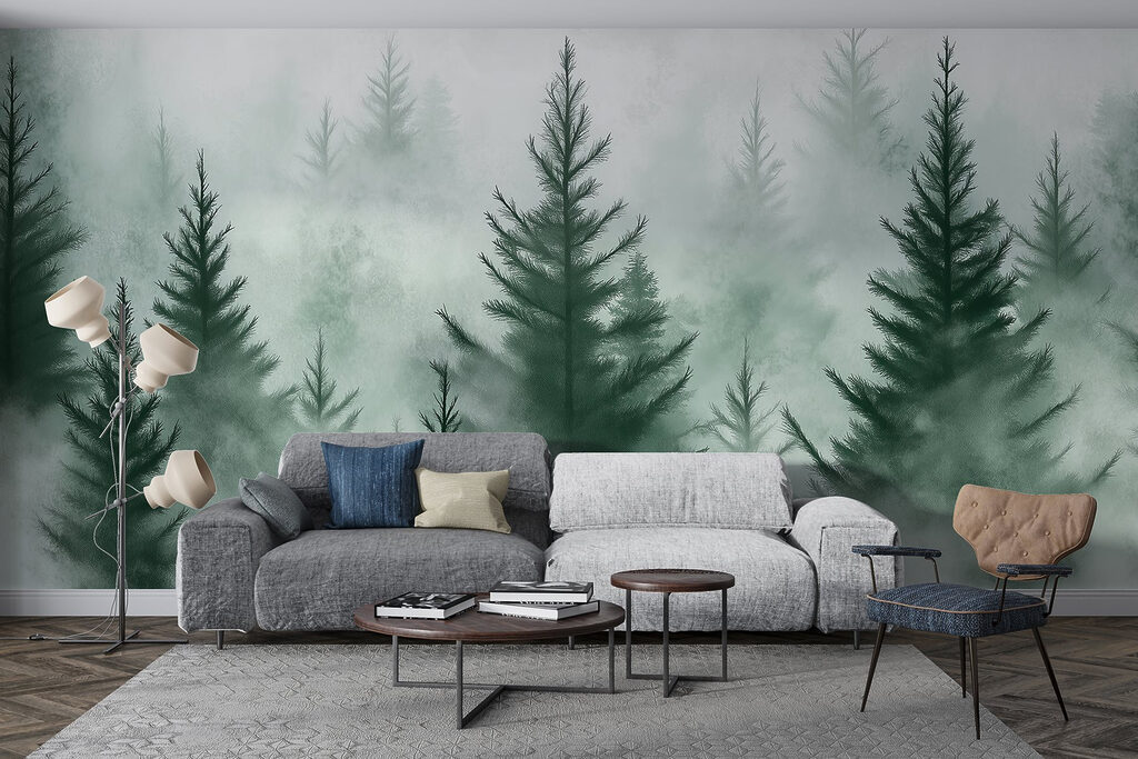 Group of trees in the fog