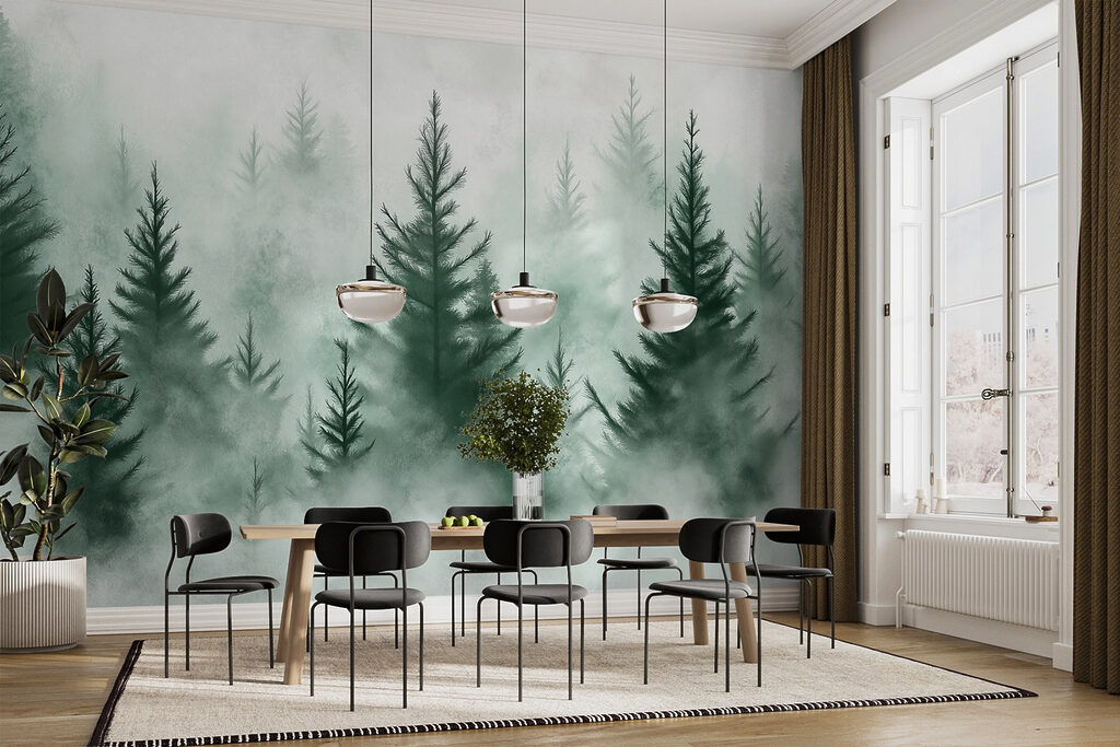 Group of trees in the fog