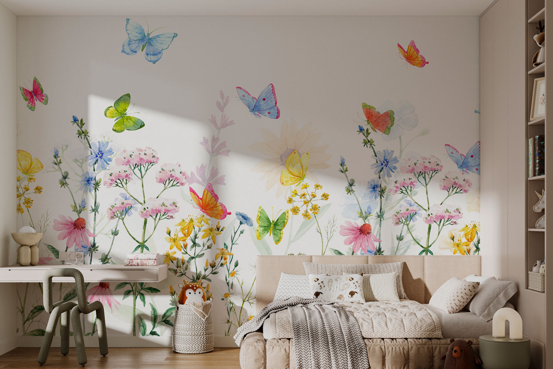 Painting of flowers and butterflies