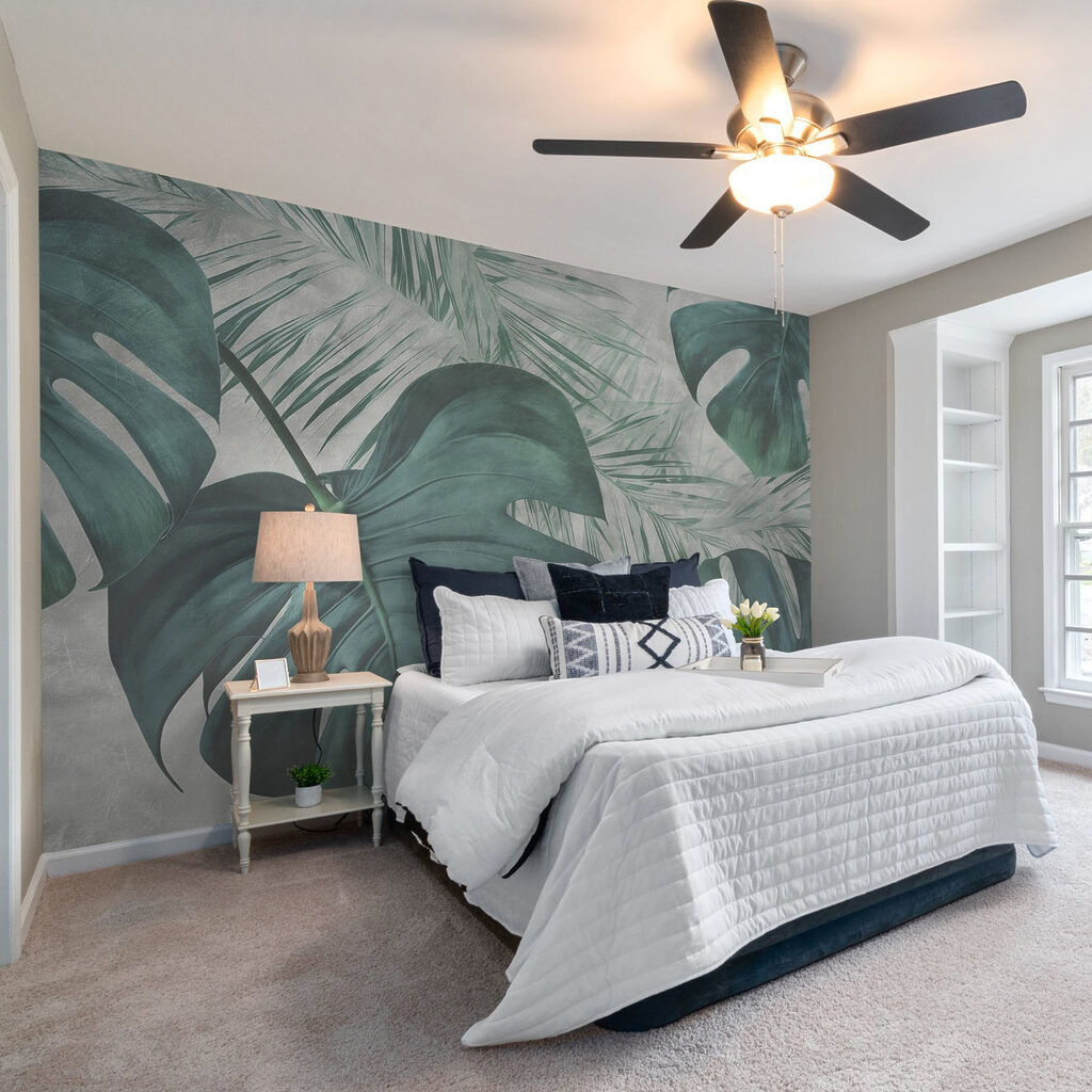 Lush green leaves in soft tones