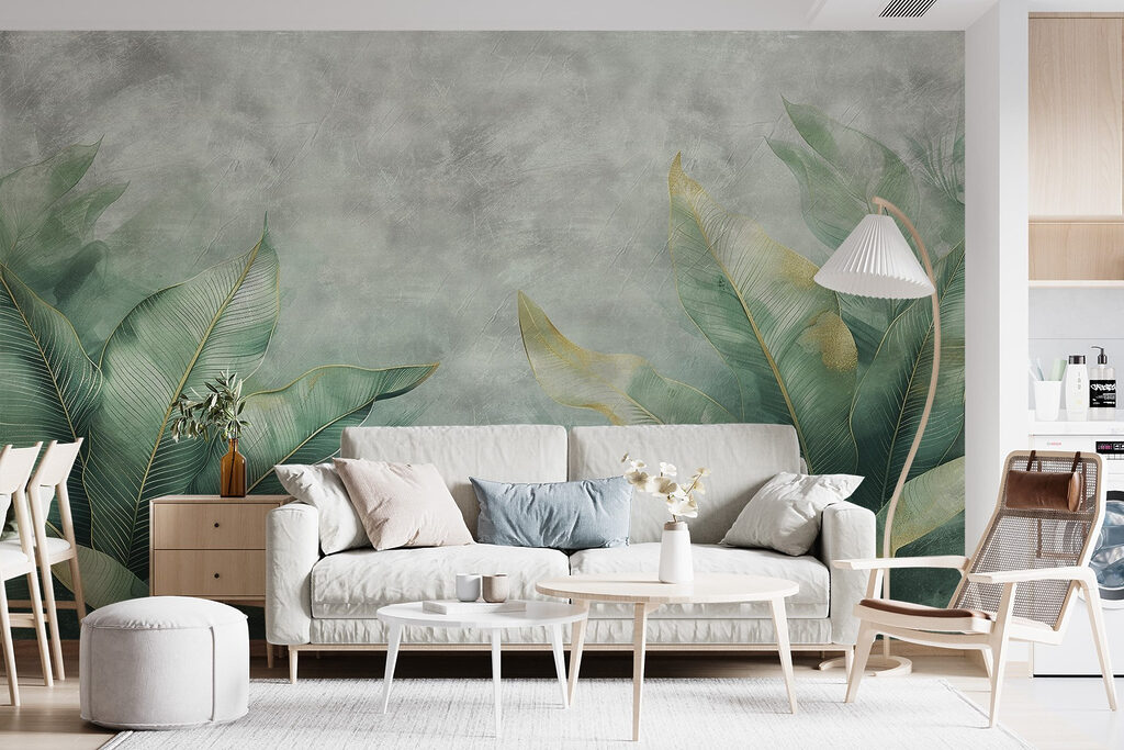 Serene green leaf arrangement backdrop