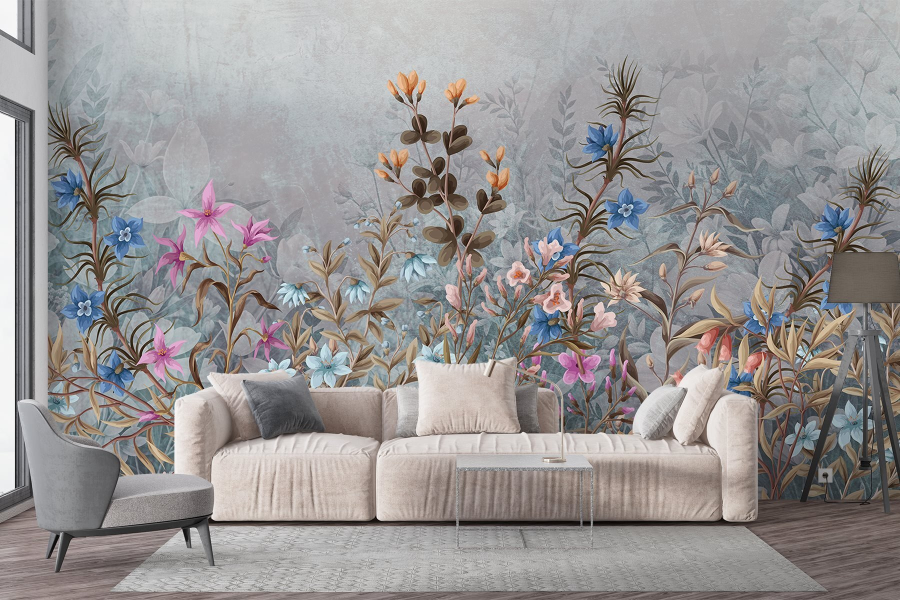 Painting of flowers and leaves