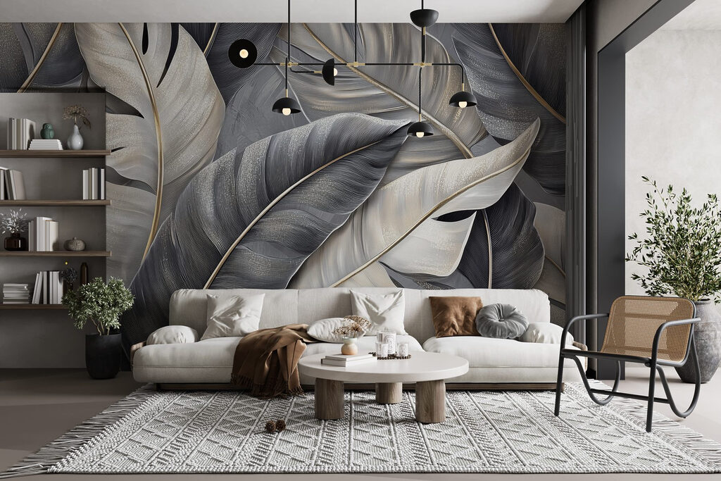 Group of feathers on a grey surface