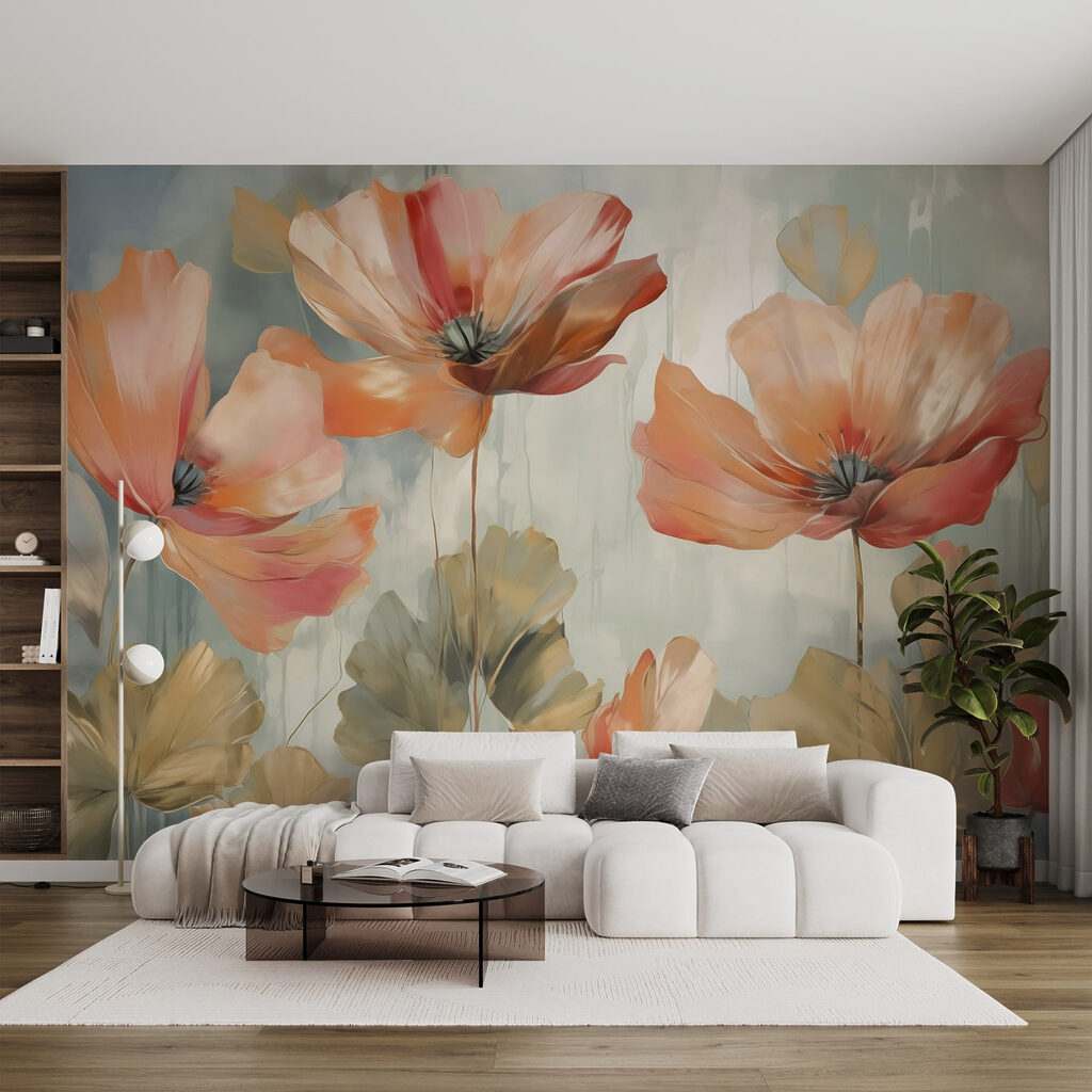 Painting of flowers on a wall