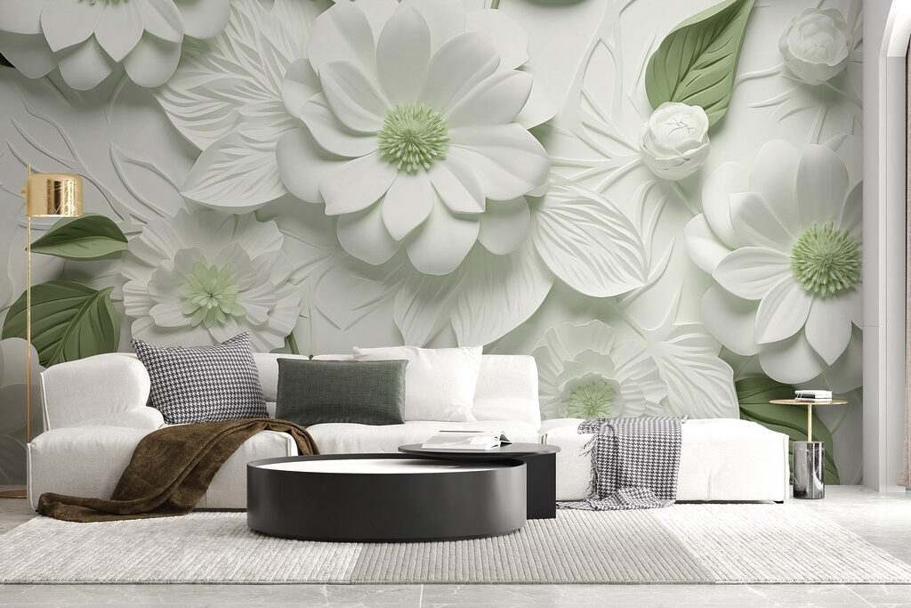 White and green flowers and leaves