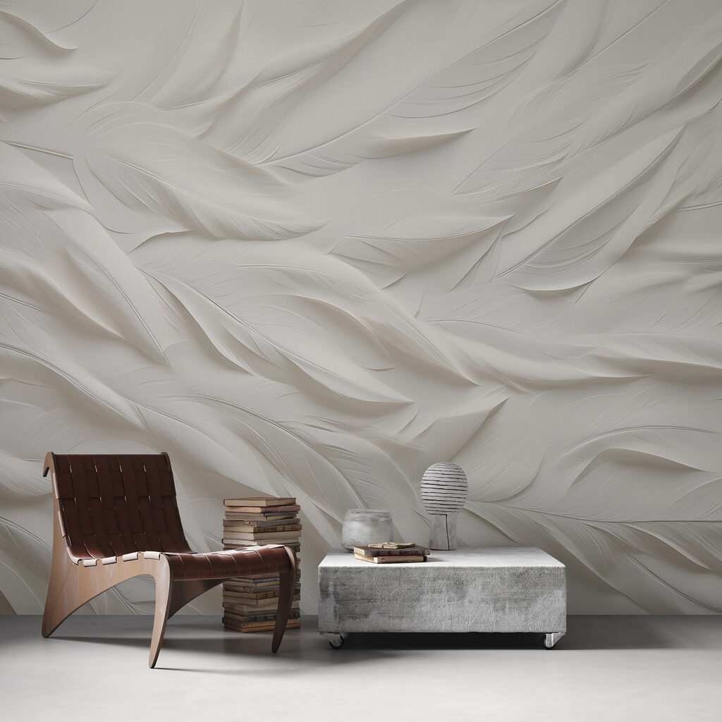 White feather pattern on a white surface