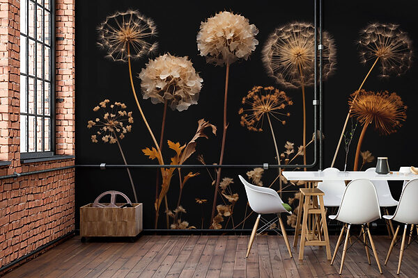 Group of dandelions on stems