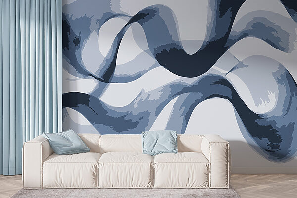 Blue and white swirls