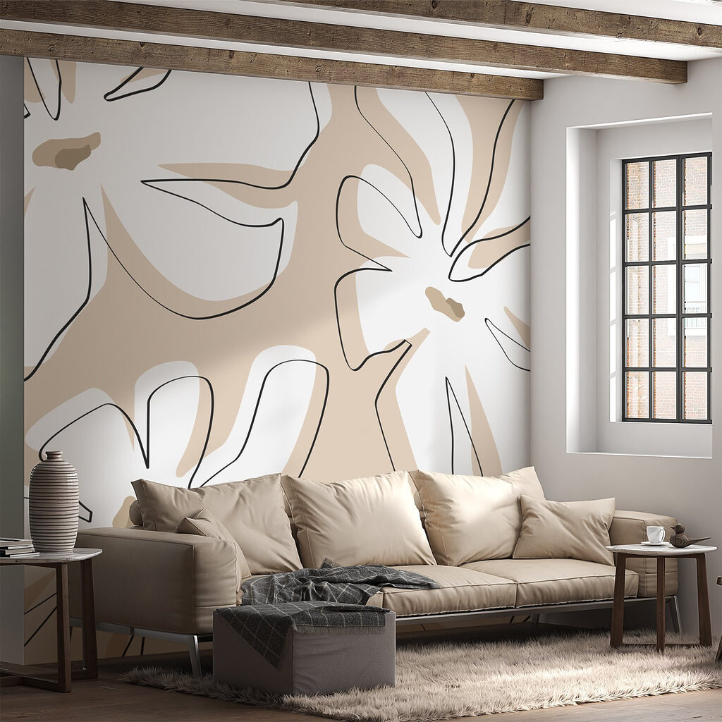 Pattern of flowers on a beige background