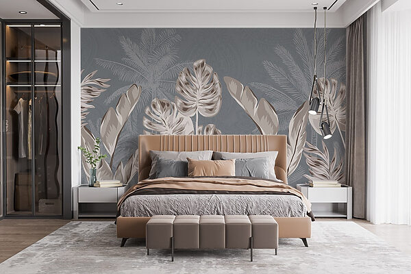 Ταπετσαρίες Κομψό βοτανικό σχέδιο με απαλές αποχρώσεις