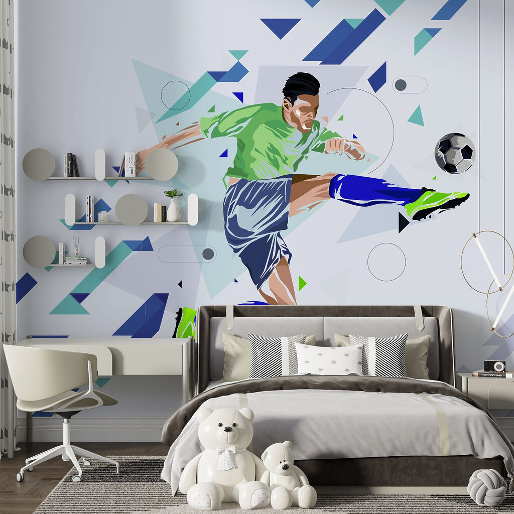 Man kicking a football ball