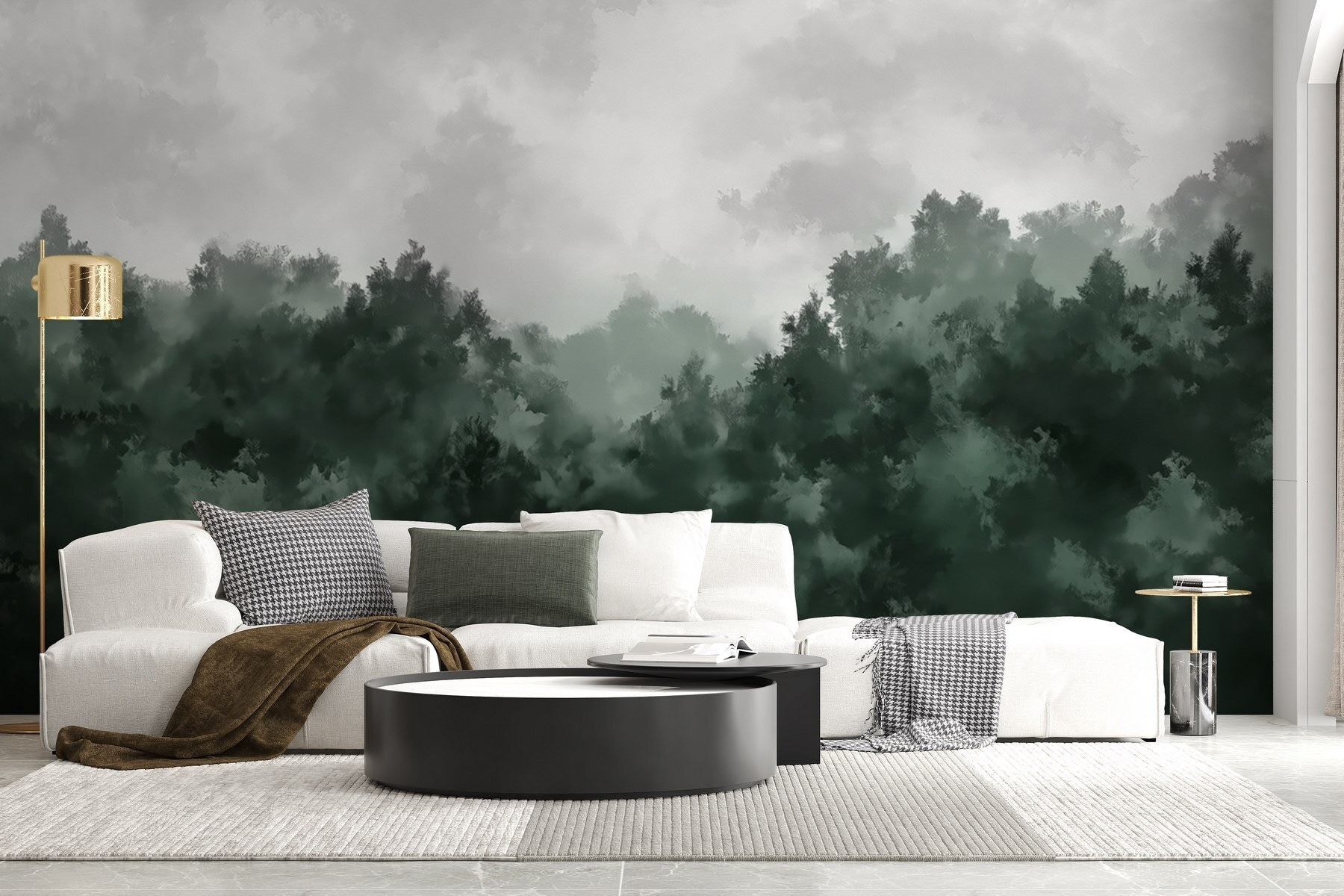 Foggy forest with trees