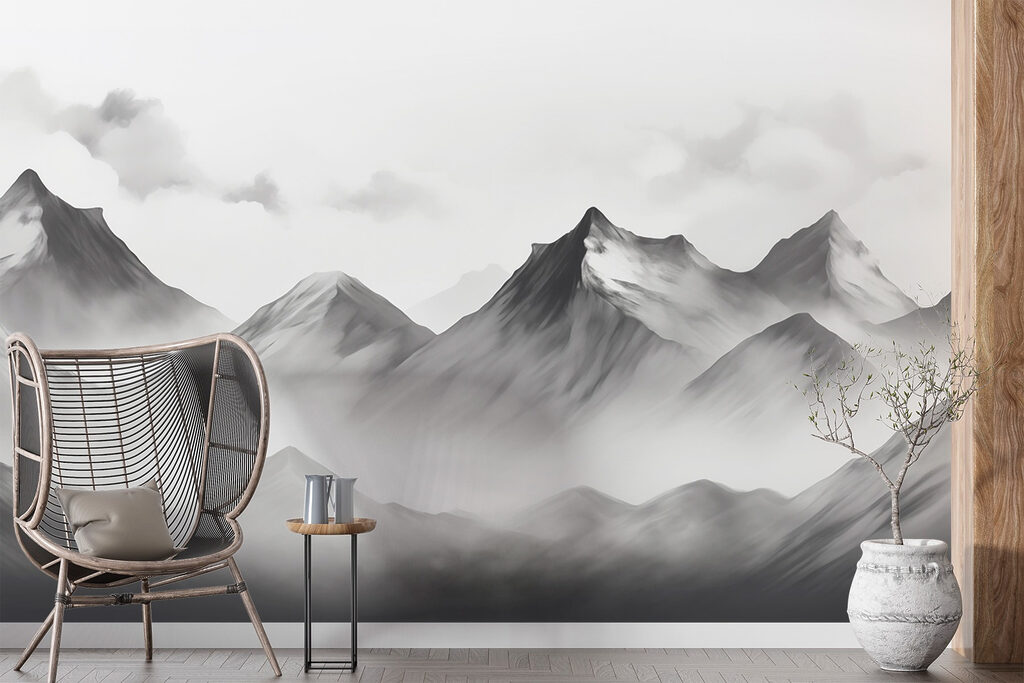 Mountain range with fog