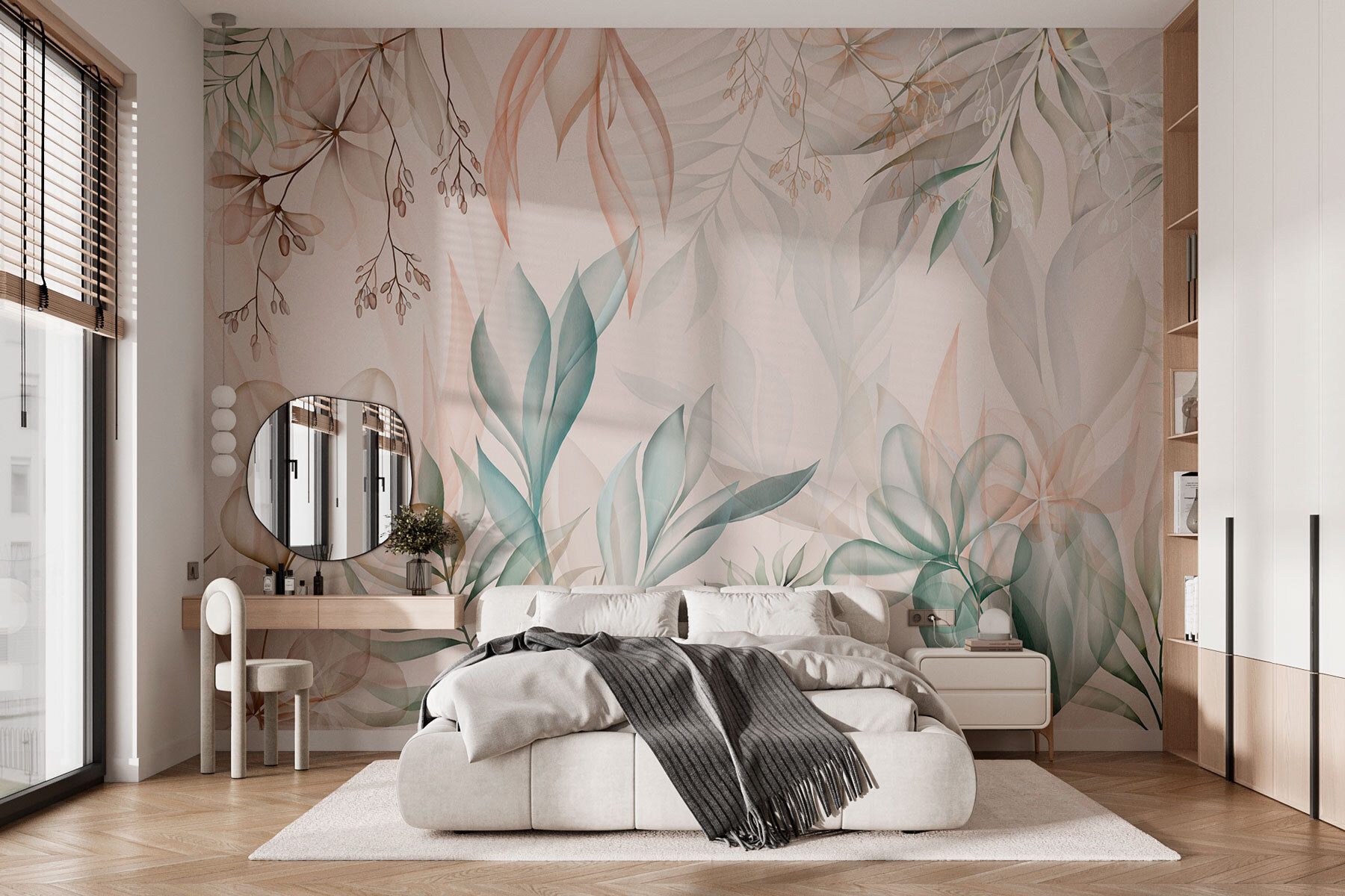 Delicate leaves in soft hues