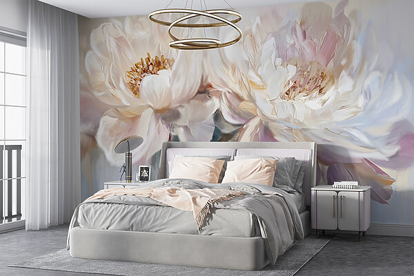 Painting of flowers on a white background