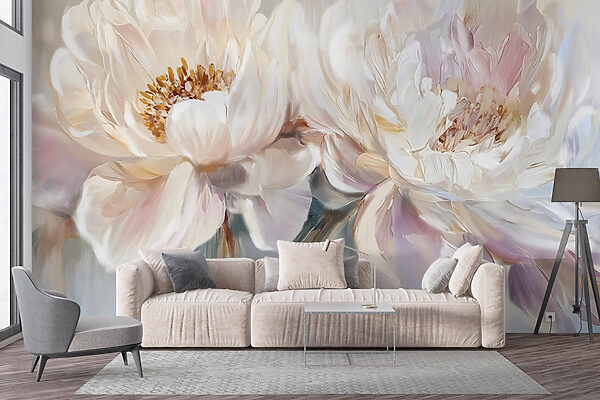 Painting of flowers on a white background