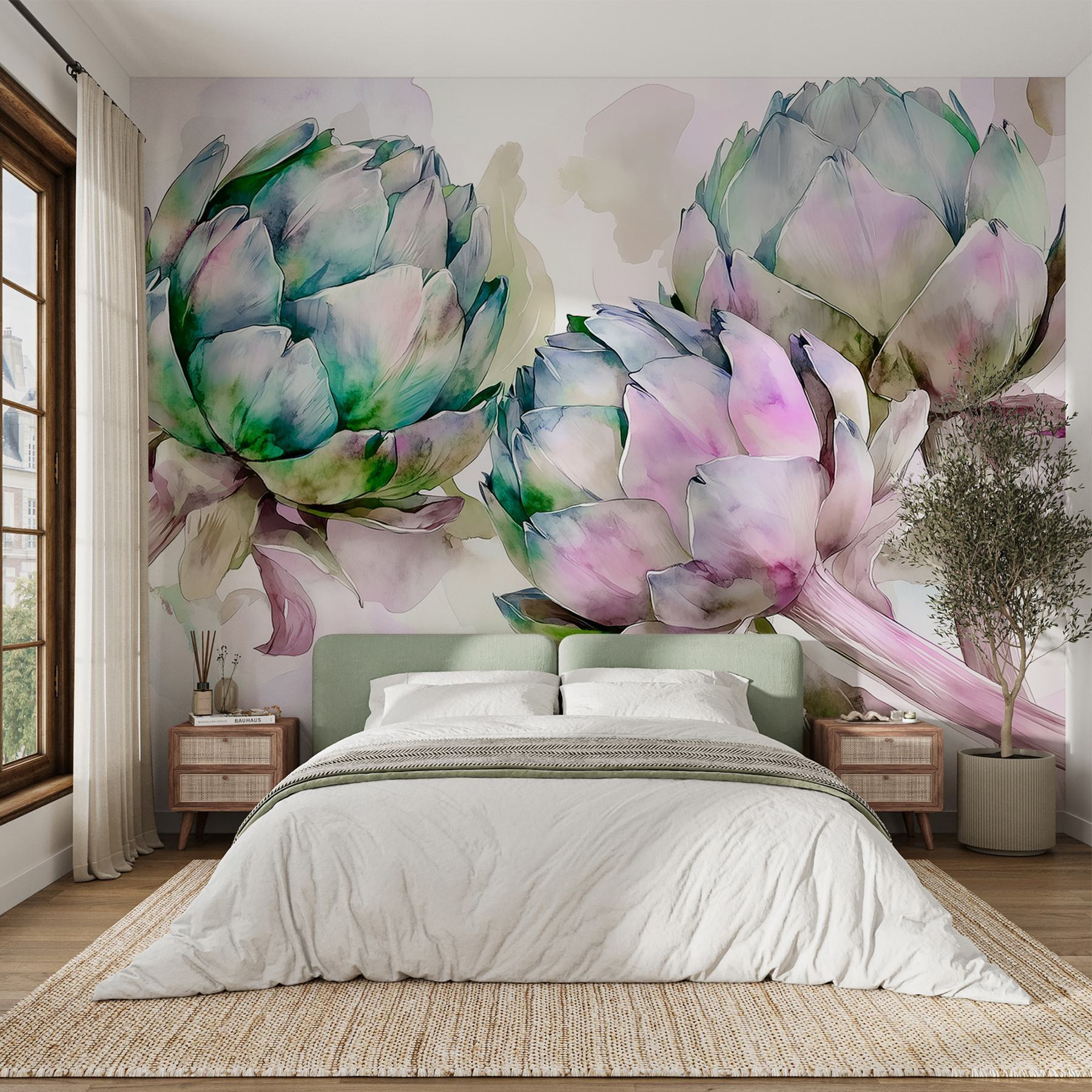 Art artichokes on a white background