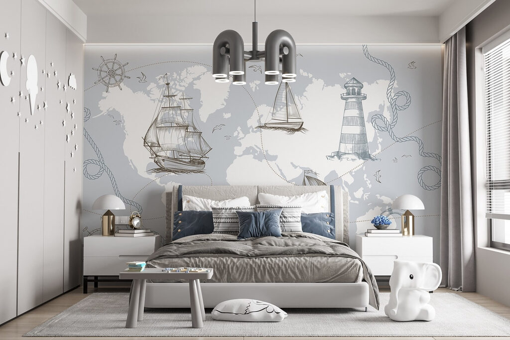 Map of the world with different ships