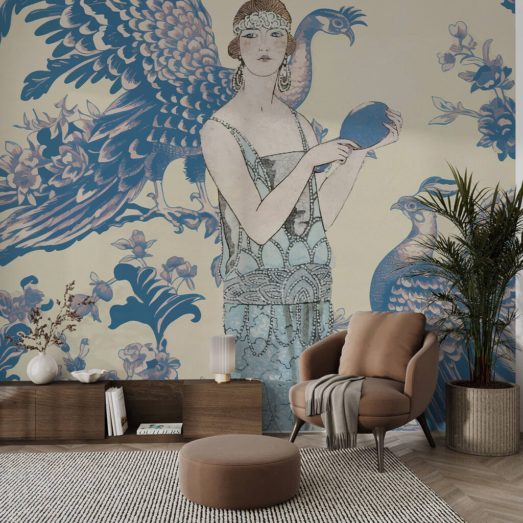 Woman holding a round blue object Woman holding a round blue object