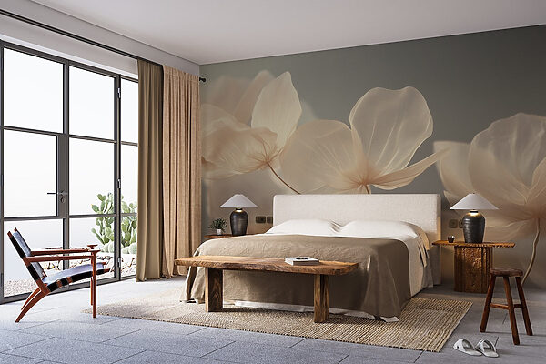 Ταπετσαρίες Ντελικάτα άνθη σε απαλές αποχρώσεις