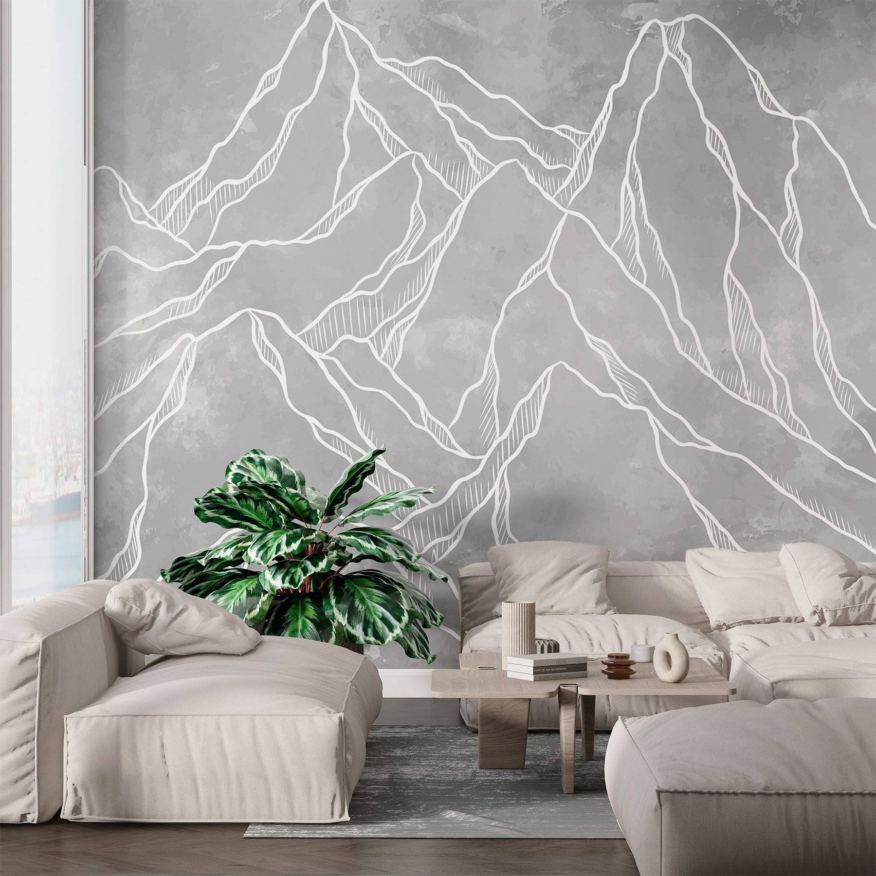 Drawing of a mountain range