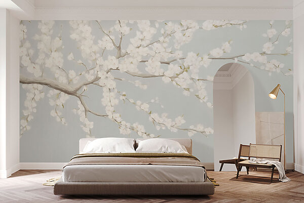 Ταπετσαρίες Ζωγραφική ενός δέντρου με λευκά λουλούδια