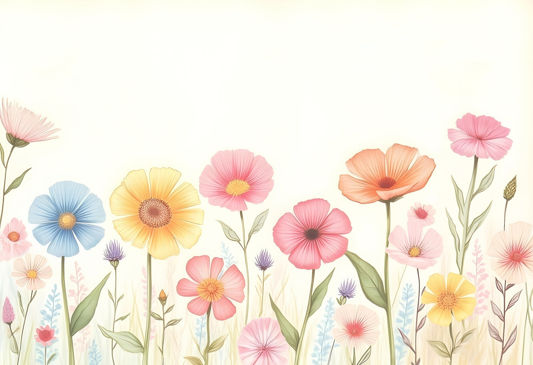 Row of colorful flowers