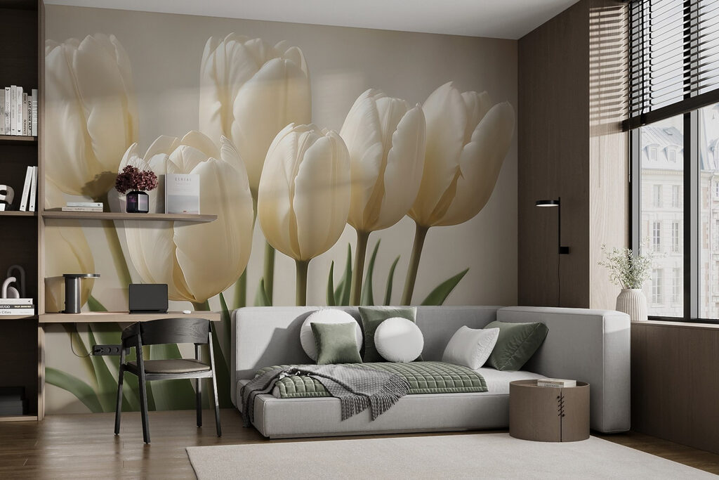 Group of white tulips