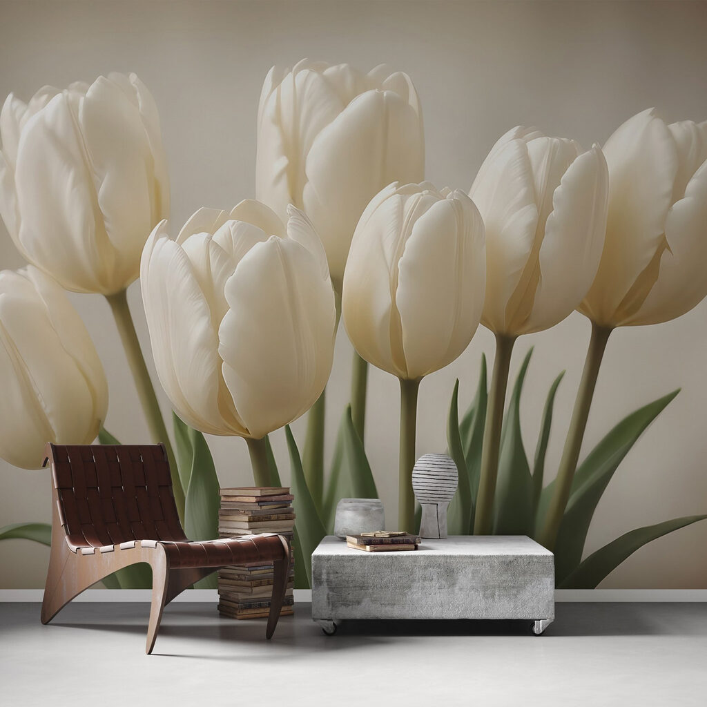 Group of white tulips