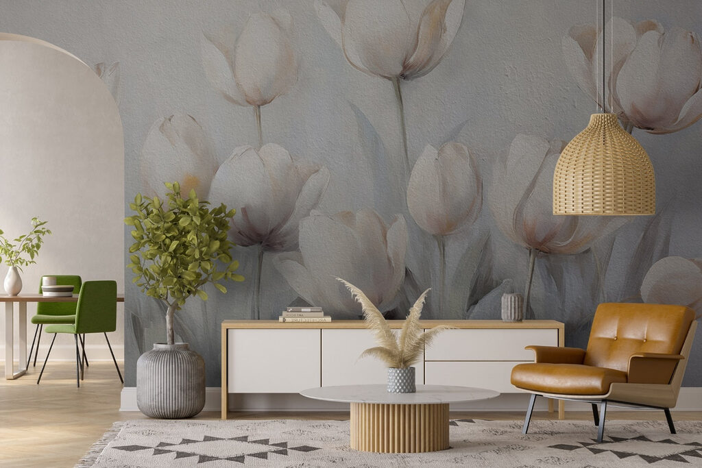 Painting of white flowers Painting of white flowers