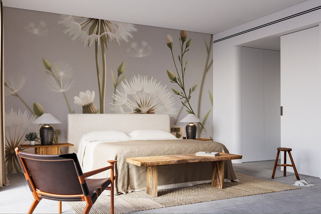 Delicate white flowers in nature