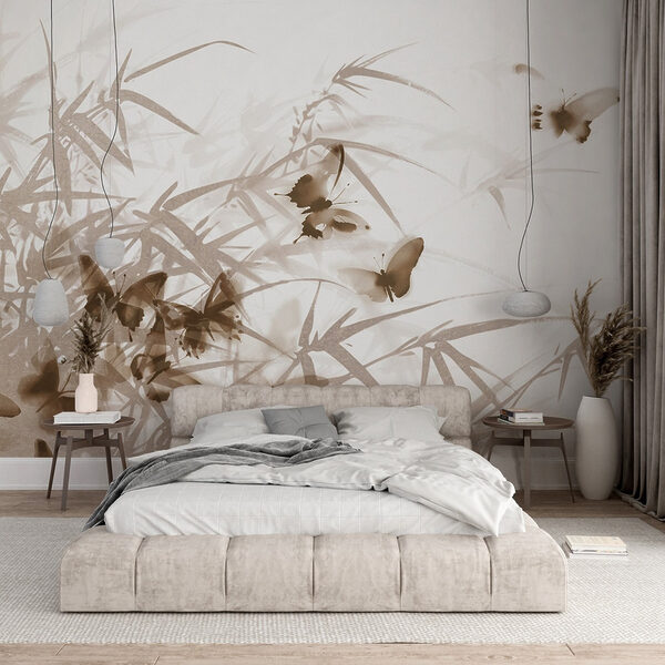 Butterflies on a white surface