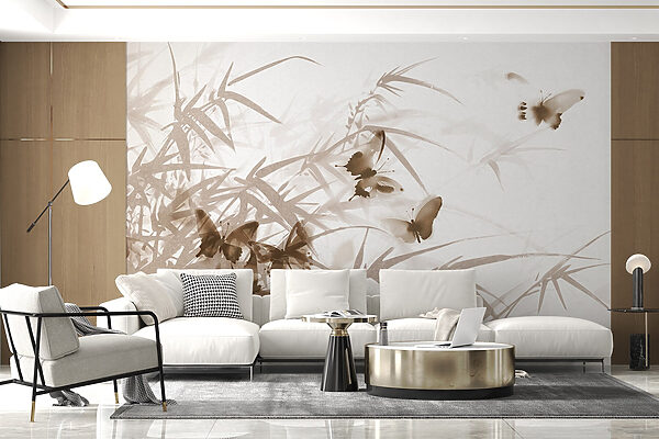 Butterflies on a white surface