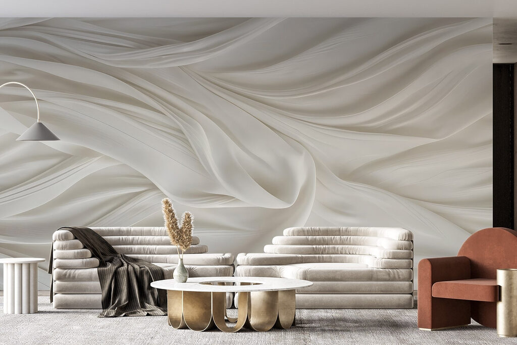 White fabric with folds