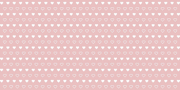Pattern of white hearts on a pink background