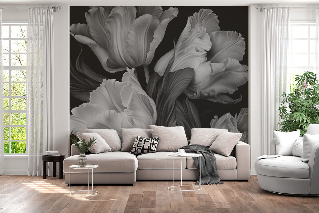 Delicate petals in monochrome tones