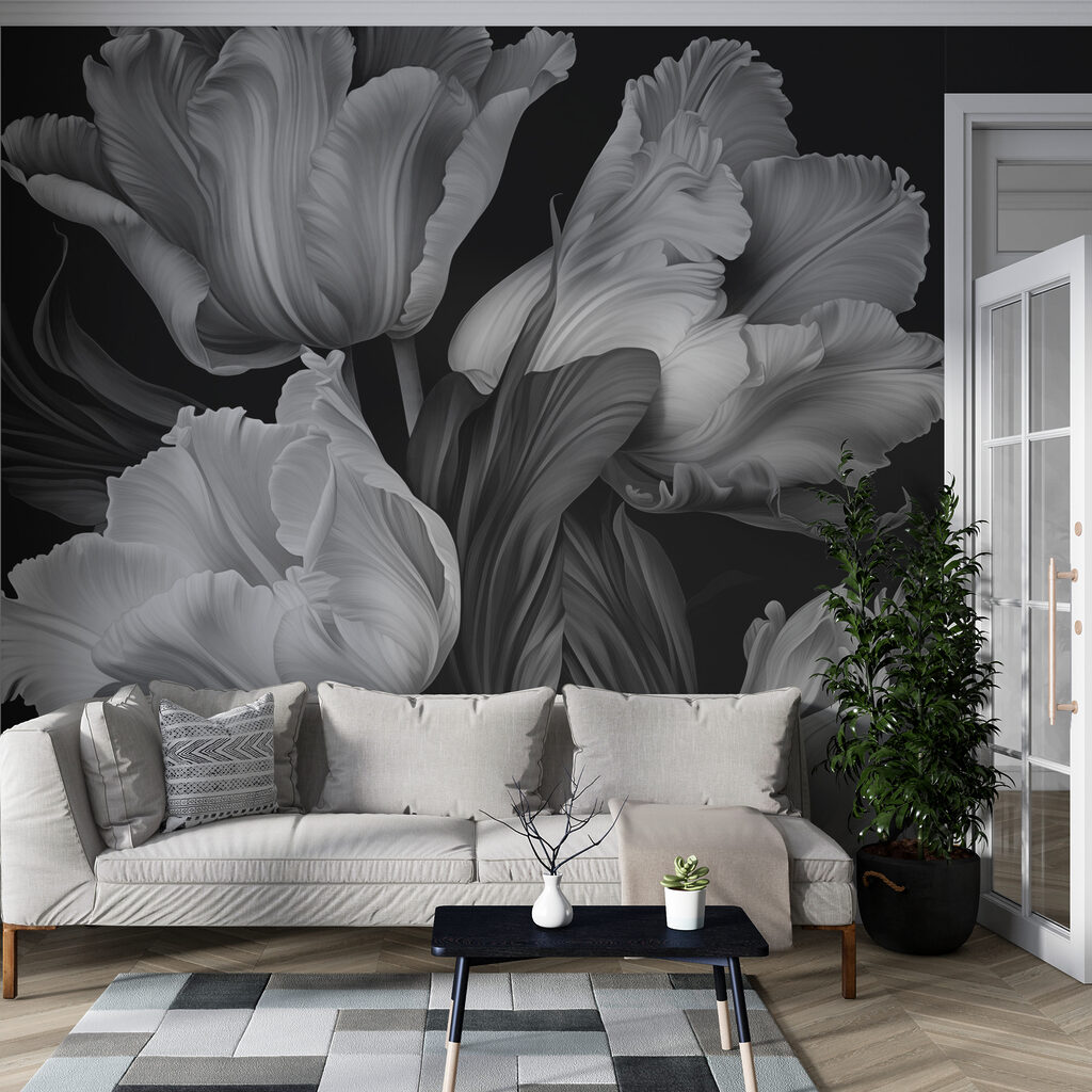 Delicate petals in monochrome tones
