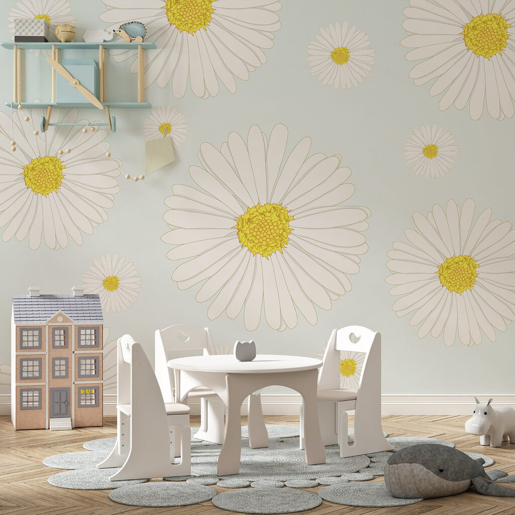 Pattern of white and yellow flowers