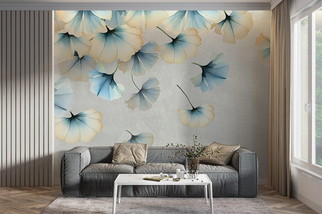 Group of flowers flying in the air