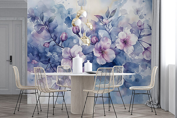 Painting of flowers on a branch